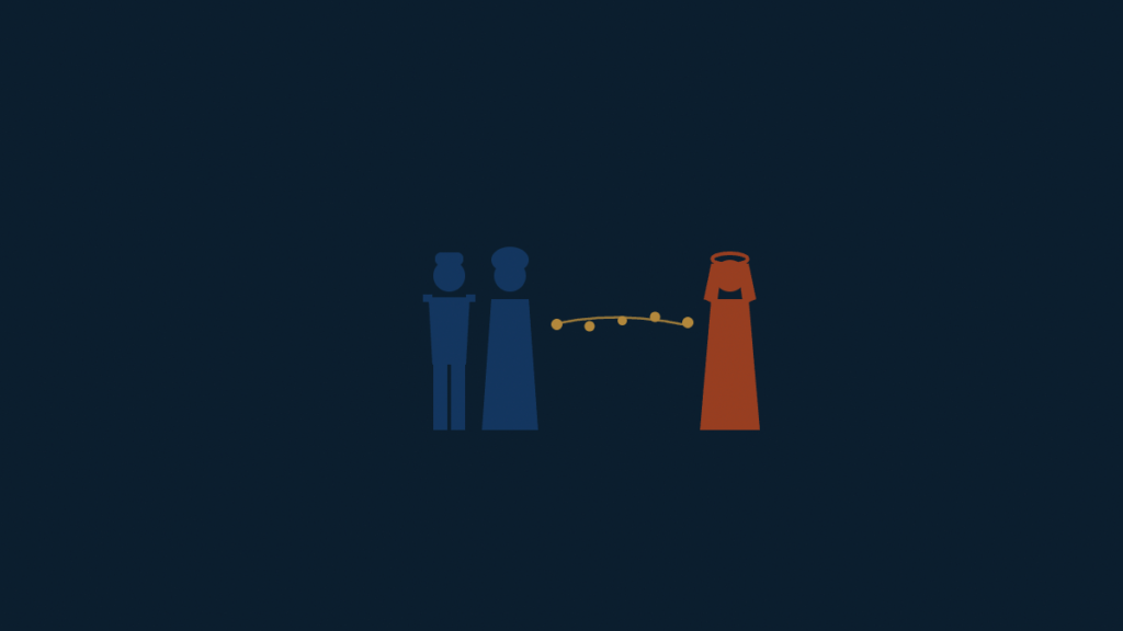 Minimalist graphic on a dark navy background showing two blue stylized military figures connected by a dotted gold financial flow line to a rust-orange figure, representing Sudan's export of mercenary forces and foreign Gulf patronage networks