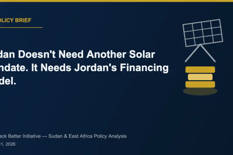 Navy, gold, and grey illustration of a solar panel above a stack of gold coins, symbolizing blended-finance funding for solar energy.